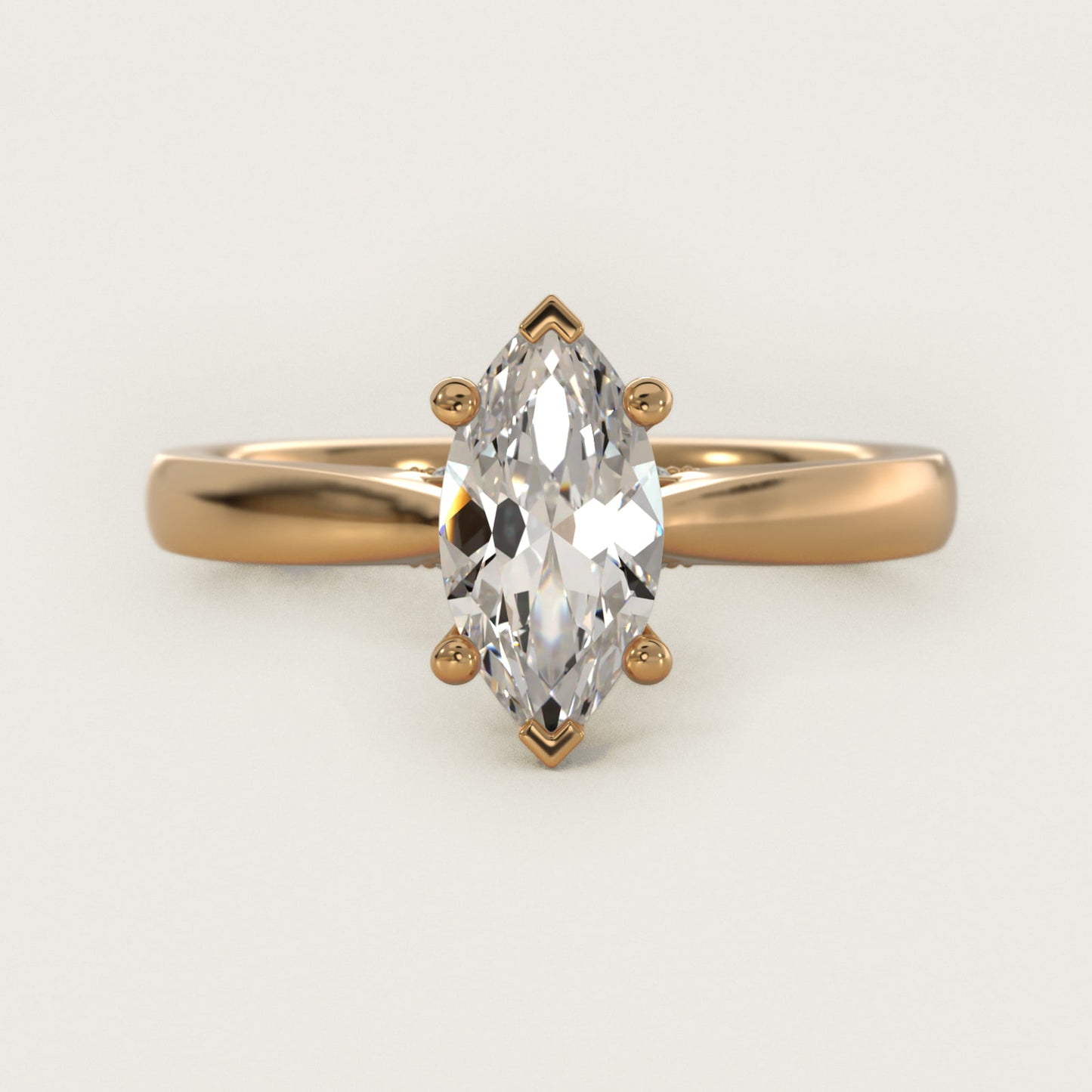 Tapered Solitaire Engagement Ring With Pav? Accent In 18k Yellow Gold By James Allen - Marquise Center