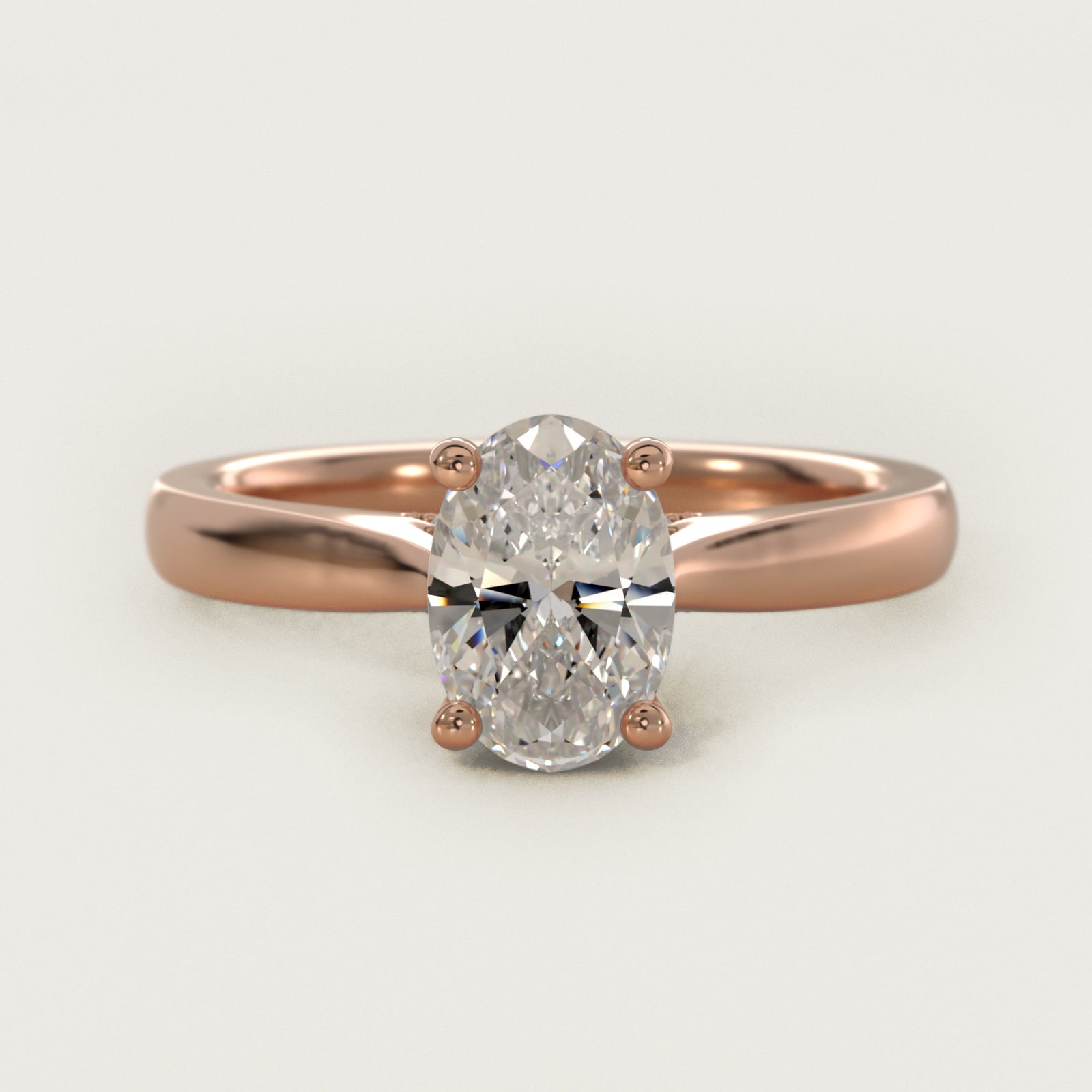 Tapered Solitaire Engagement Ring With PavŽ Accent In 14K Rose Gold By James Allen - Oval Center