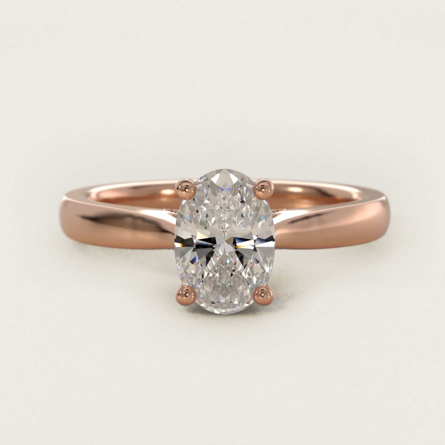 Tapered Solitaire Engagement Ring With Pav? Accent In 18k Rose Gold By James Allen - Oval Center
