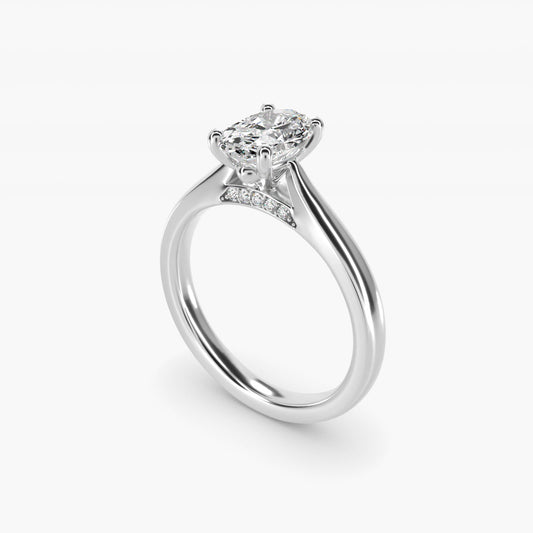 Tapered Solitaire Engagement Ring With PavŽ Accent In 14K White Gold By James Allen - Oval Center