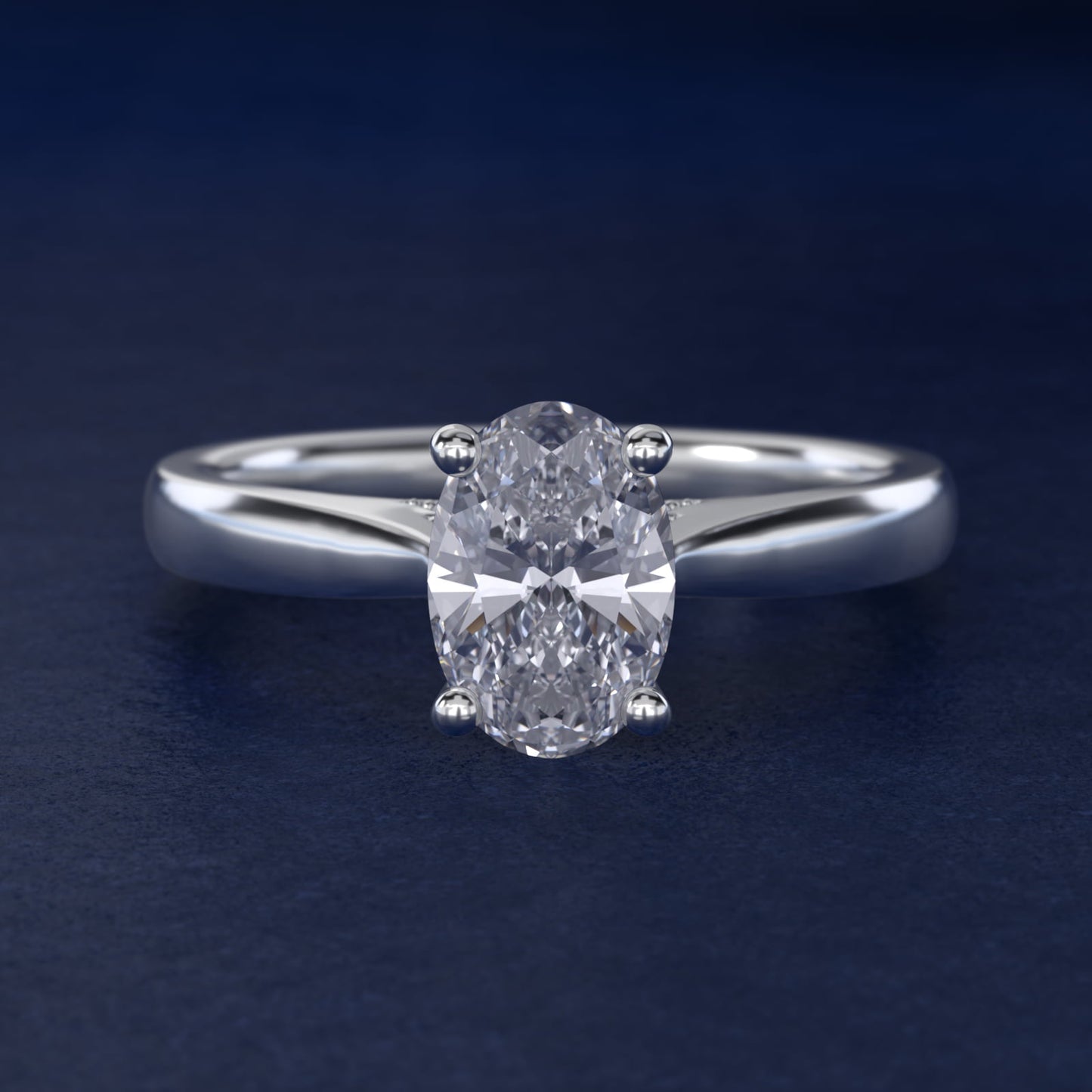 Tapered Solitaire Engagement Ring With Pav? Accent In 18k White Gold By James Allen - Oval Center