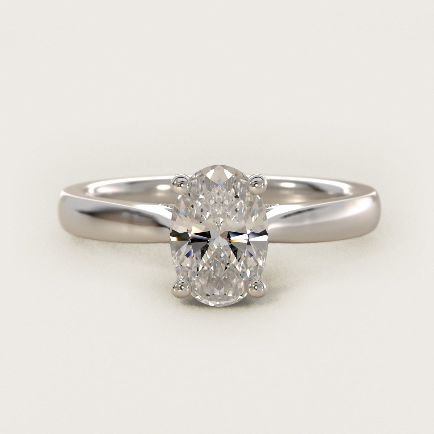 Tapered Solitaire Engagement Ring With PavŽ Accent In 14K White Gold By James Allen - Oval Center
