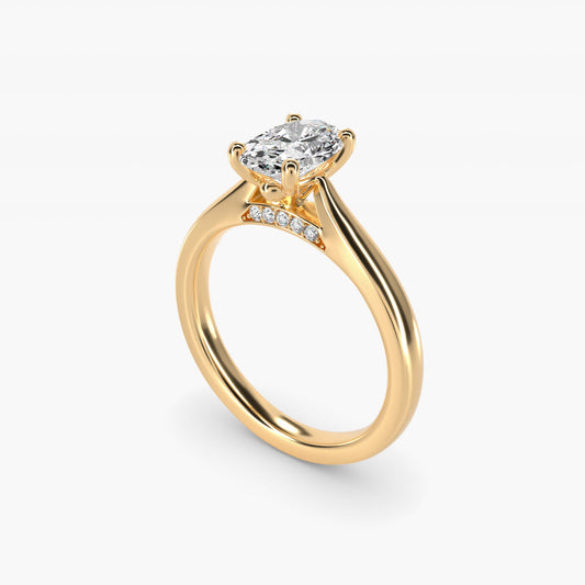 Tapered Solitaire Engagement Ring With PavŽ Accent In 14K Yellow Gold By James Allen - Oval Center