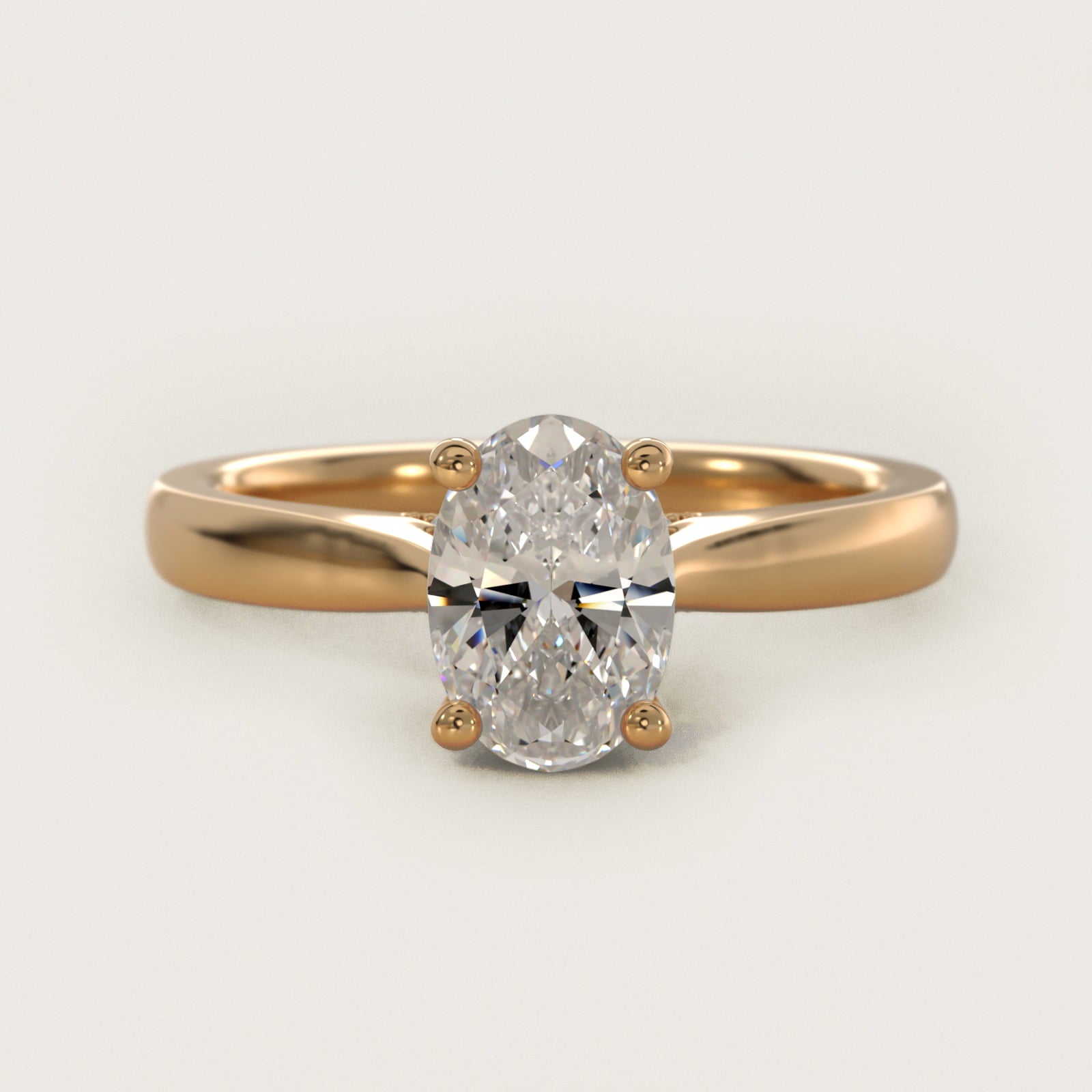Tapered Solitaire Engagement Ring With PavŽ Accent In 14K Yellow Gold By James Allen - Oval Center