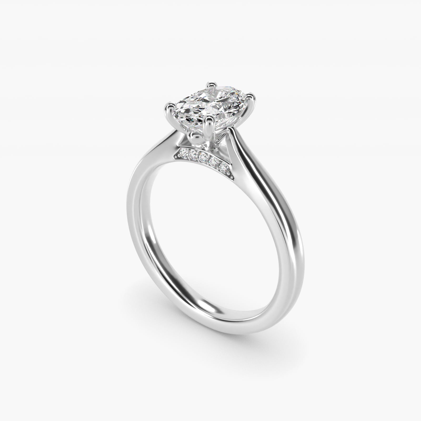 Tapered Solitaire Engagement Ring With Pav? Accent In Platinum By James Allen - Oval Center