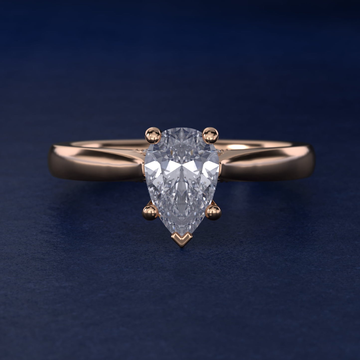 Tapered Solitaire Engagement Ring With PavŽ Accent In 14K Rose Gold By James Allen - Pear Center
