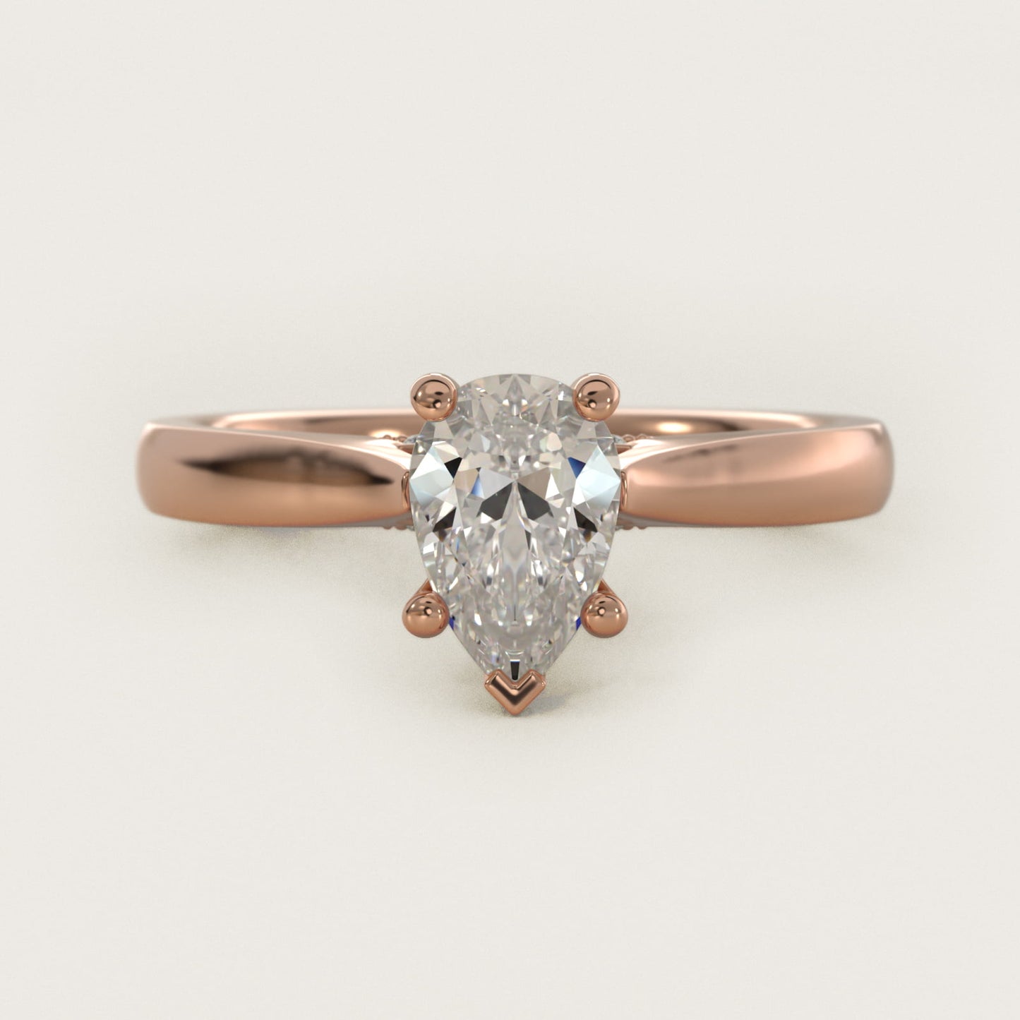 Tapered Solitaire Engagement Ring With Pav? Accent In 18k Rose Gold By James Allen - Pear Center