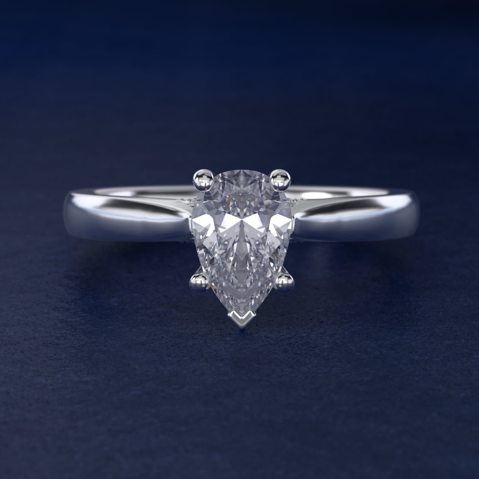 Tapered Solitaire Engagement Ring With Pav? Accent In 18k White Gold By James Allen - Pear Center