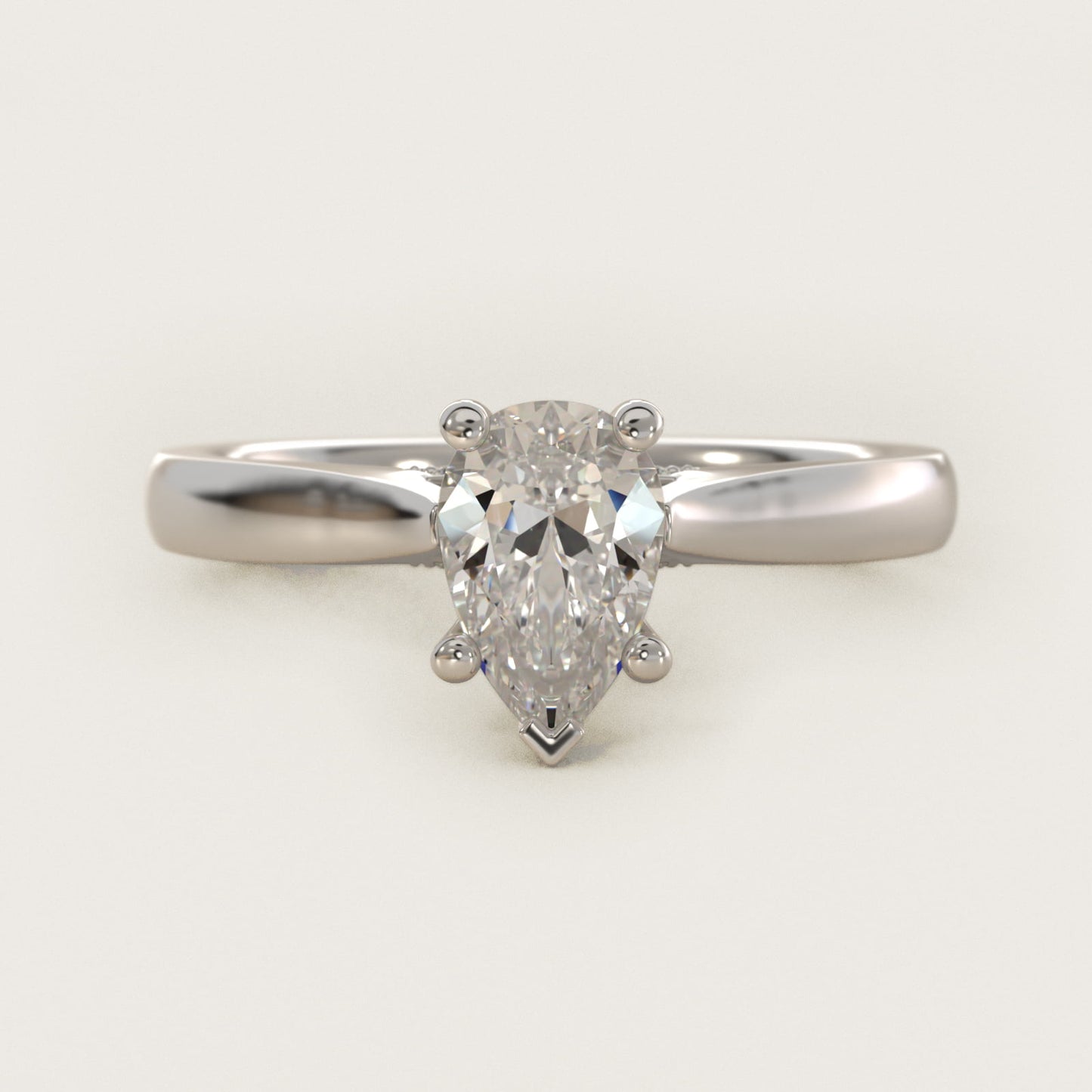 Tapered Solitaire Engagement Ring With Pav? Accent In 18k White Gold By James Allen - Pear Center