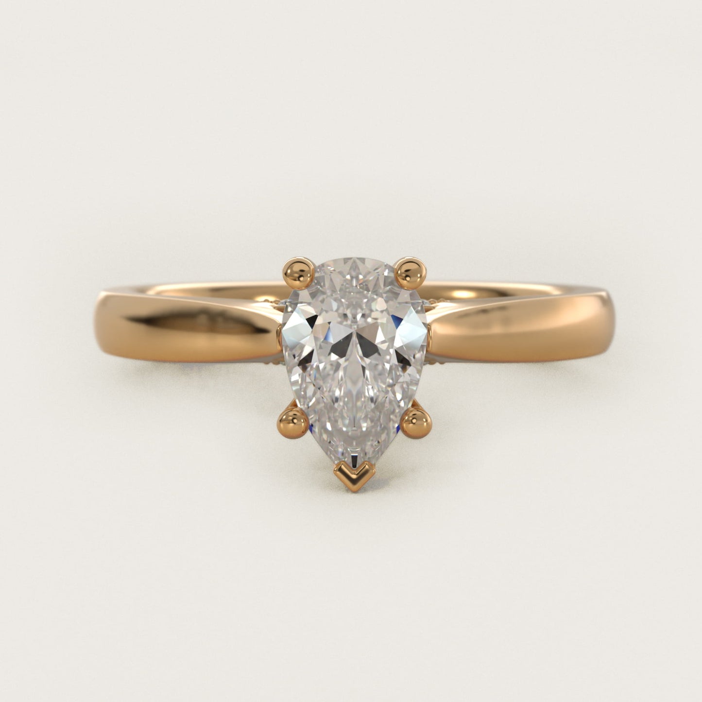 Tapered Solitaire Engagement Ring With Pav? Accent In 18k Yellow Gold By James Allen - Pear Center