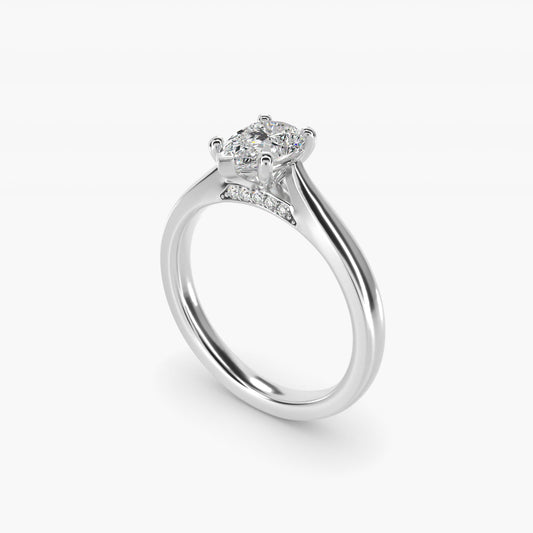 Tapered Solitaire Engagement Ring With Pav? Accent In Platinum By James Allen - Pear Center