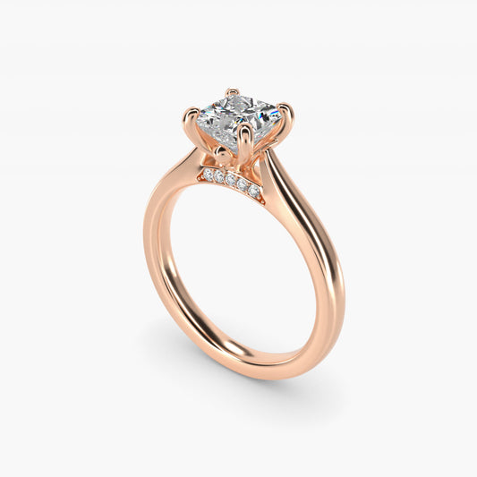 Tapered Solitaire Engagement Ring With Pav? Accent In 18k Rose Gold By James Allen - Princess Center