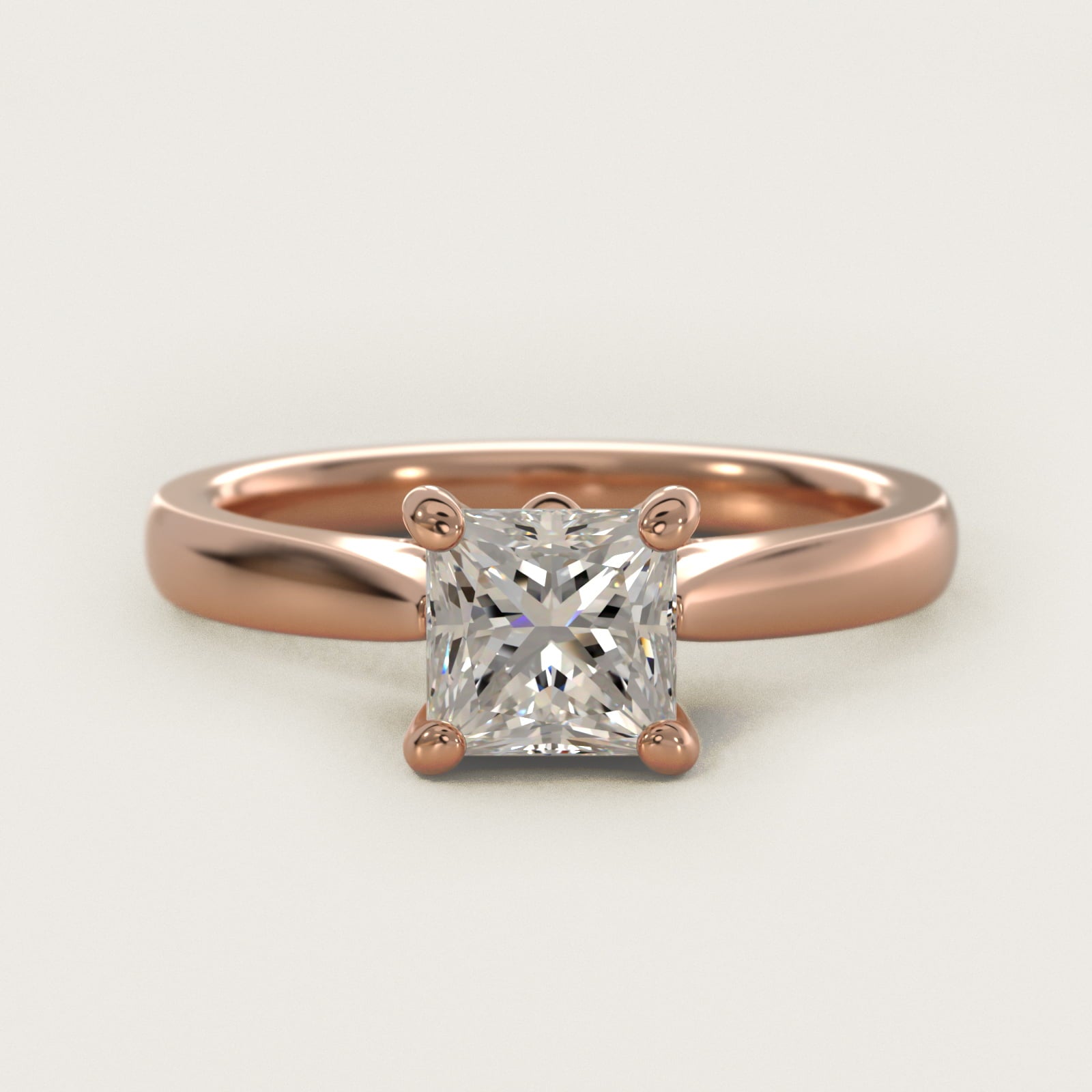Tapered Solitaire Engagement Ring With PavŽ Accent In 14K Rose Gold By James Allen - Princess Center