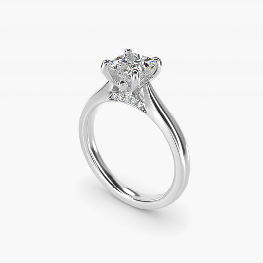 Tapered Solitaire Engagement Ring With PavŽ Accent In 14K White Gold By James Allen - Princess Center