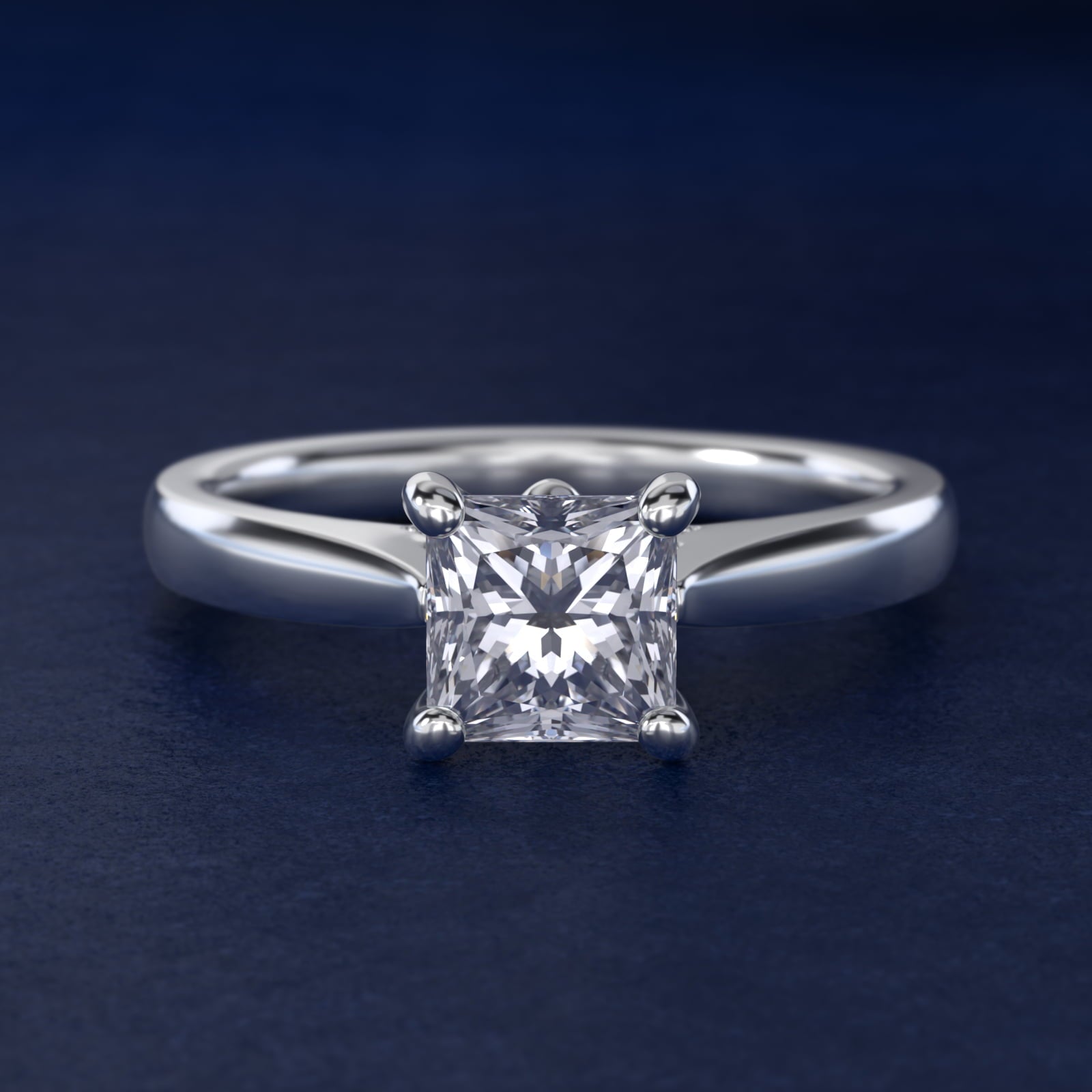 Tapered Solitaire Engagement Ring With PavŽ Accent In 14K White Gold By James Allen - Princess Center