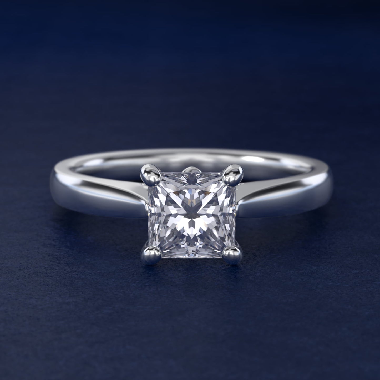 Tapered Solitaire Engagement Ring With Pav? Accent In 18k White Gold By James Allen - Princess Center