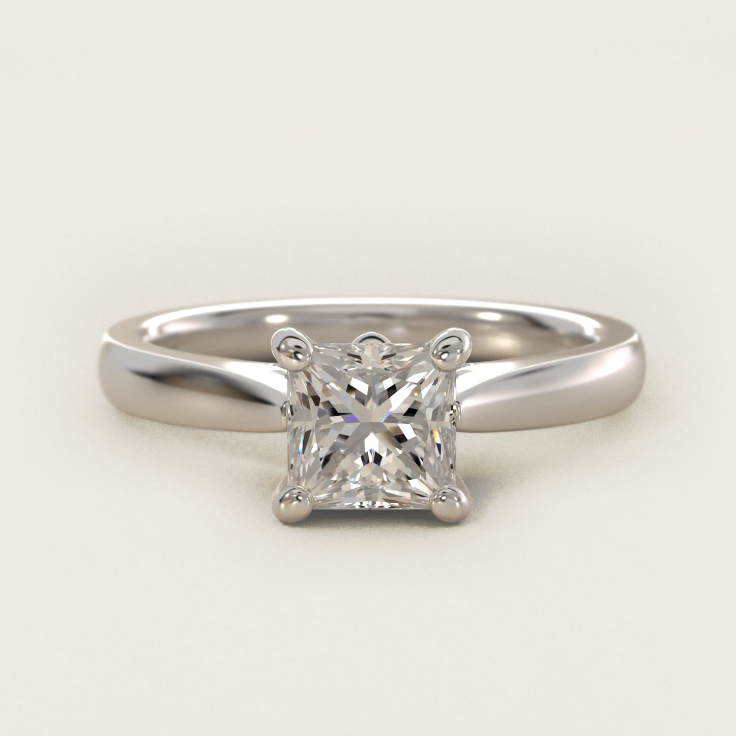 Tapered Solitaire Engagement Ring With PavŽ Accent In 14K White Gold By James Allen - Princess Center