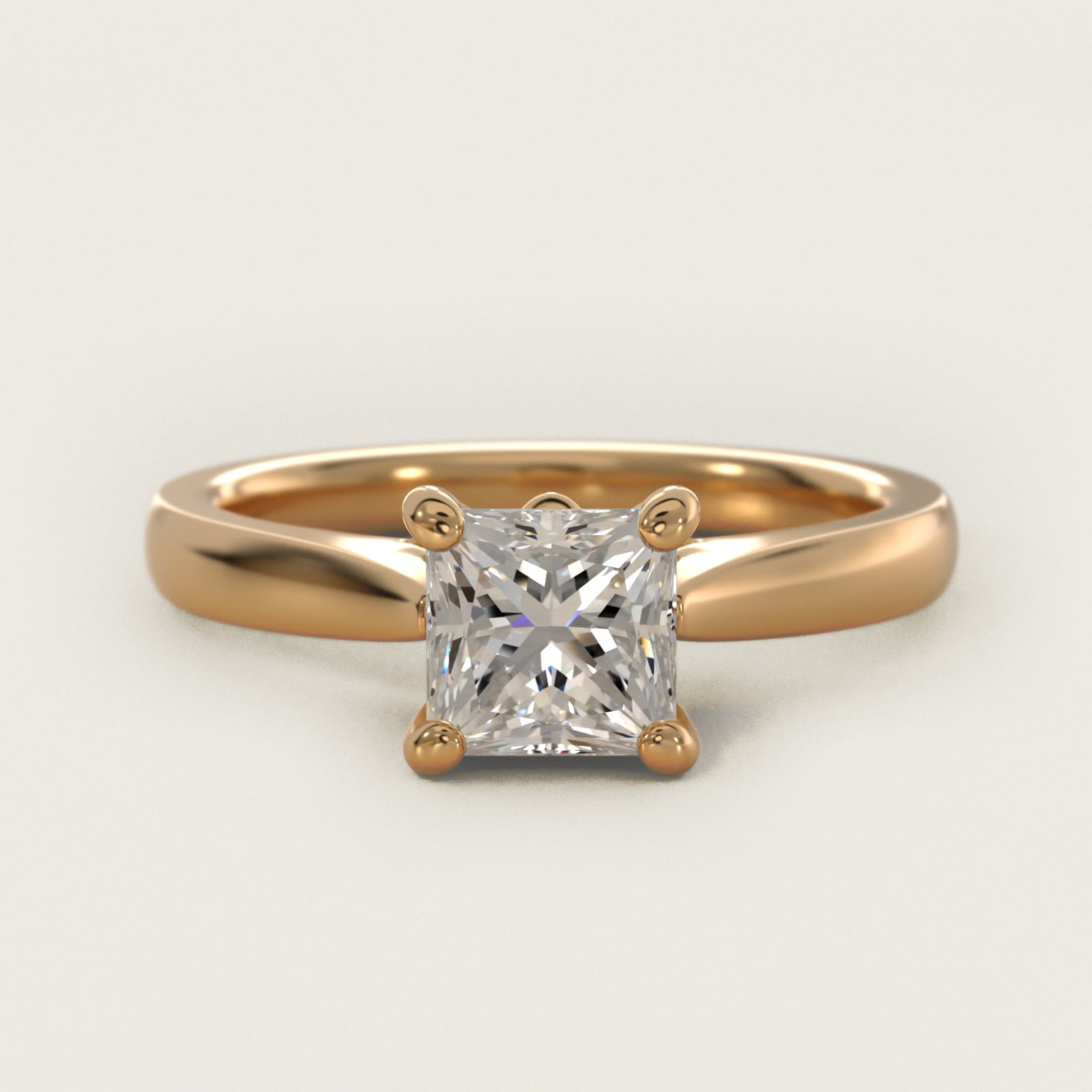 Tapered Solitaire Engagement Ring With Pav? Accent In 18k Yellow Gold By James Allen - Princess Center