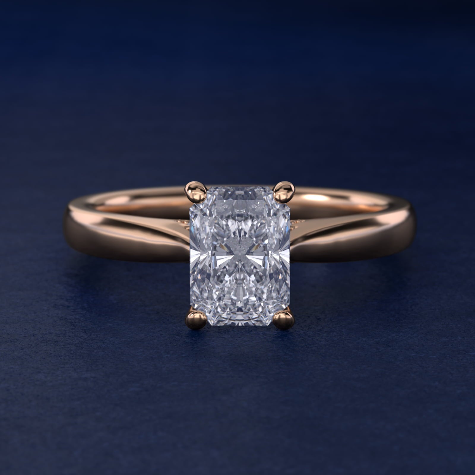 Tapered Solitaire Engagement Ring With PavŽ Accent In 14K Rose Gold By James Allen - Radiant Center
