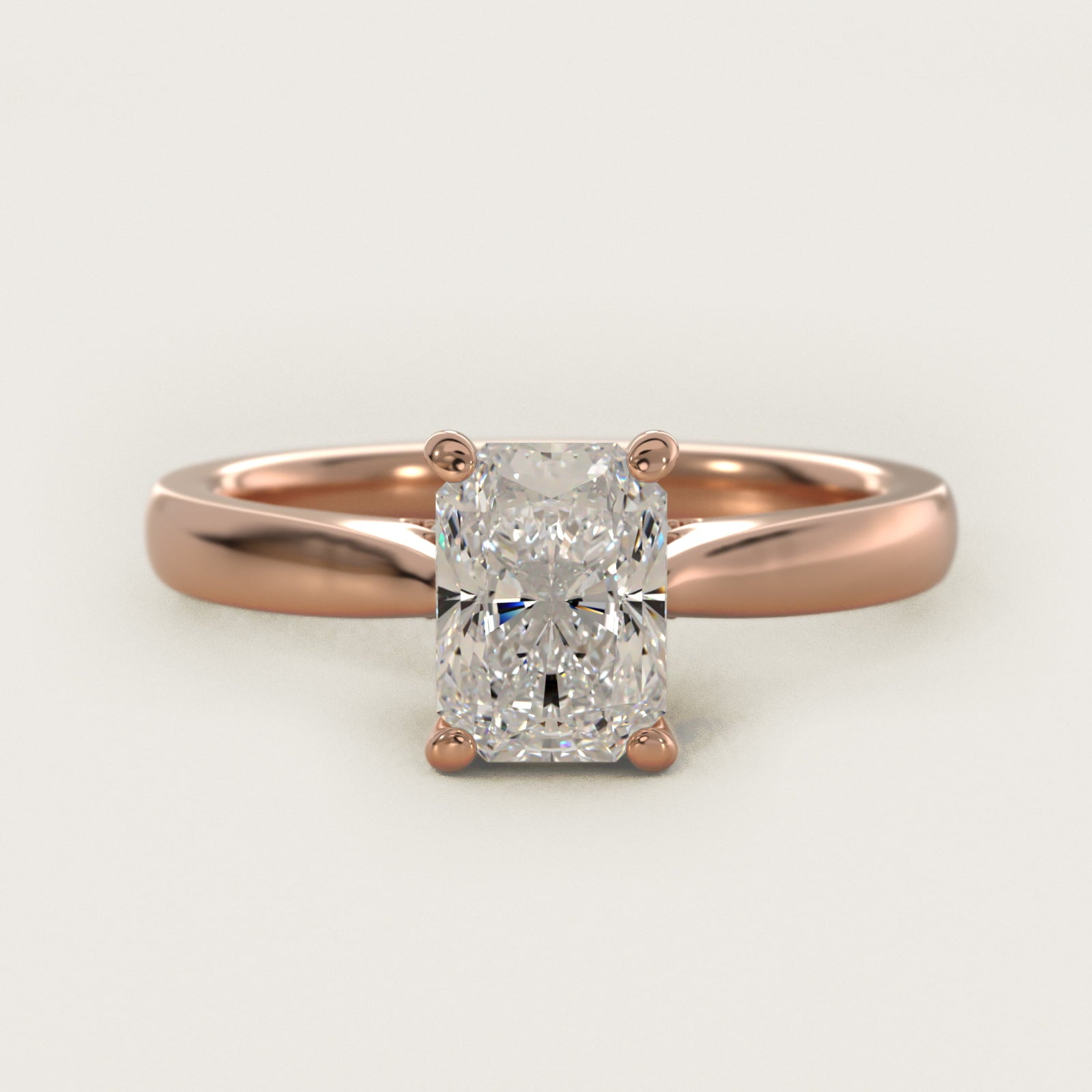 Tapered Solitaire Engagement Ring With Pav? Accent In 18k Rose Gold By James Allen - Radiant Center