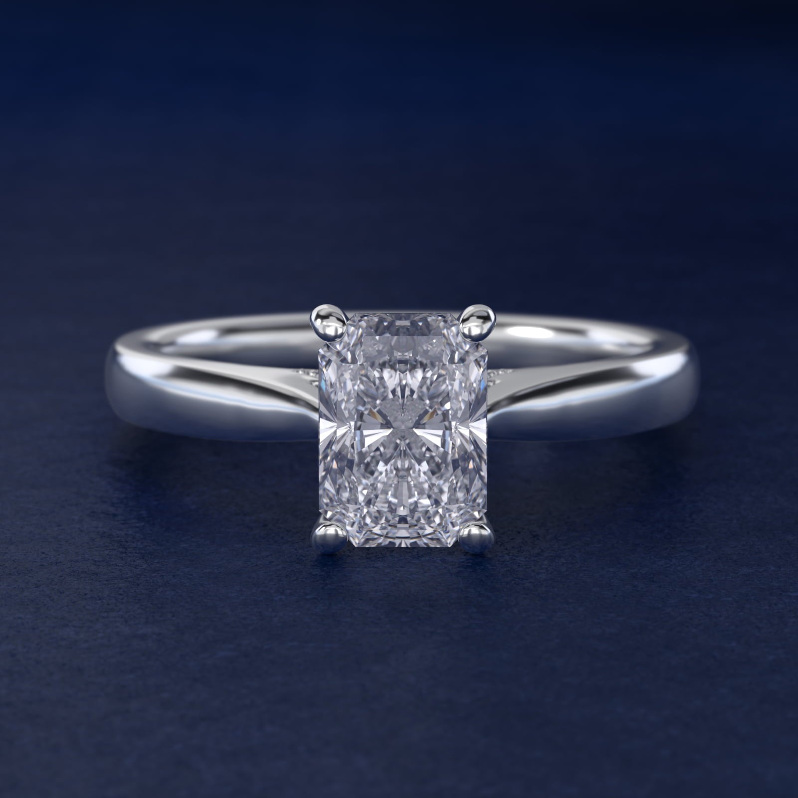 Tapered Solitaire Engagement Ring With PavŽ Accent In 14K White Gold By James Allen - Radiant Center