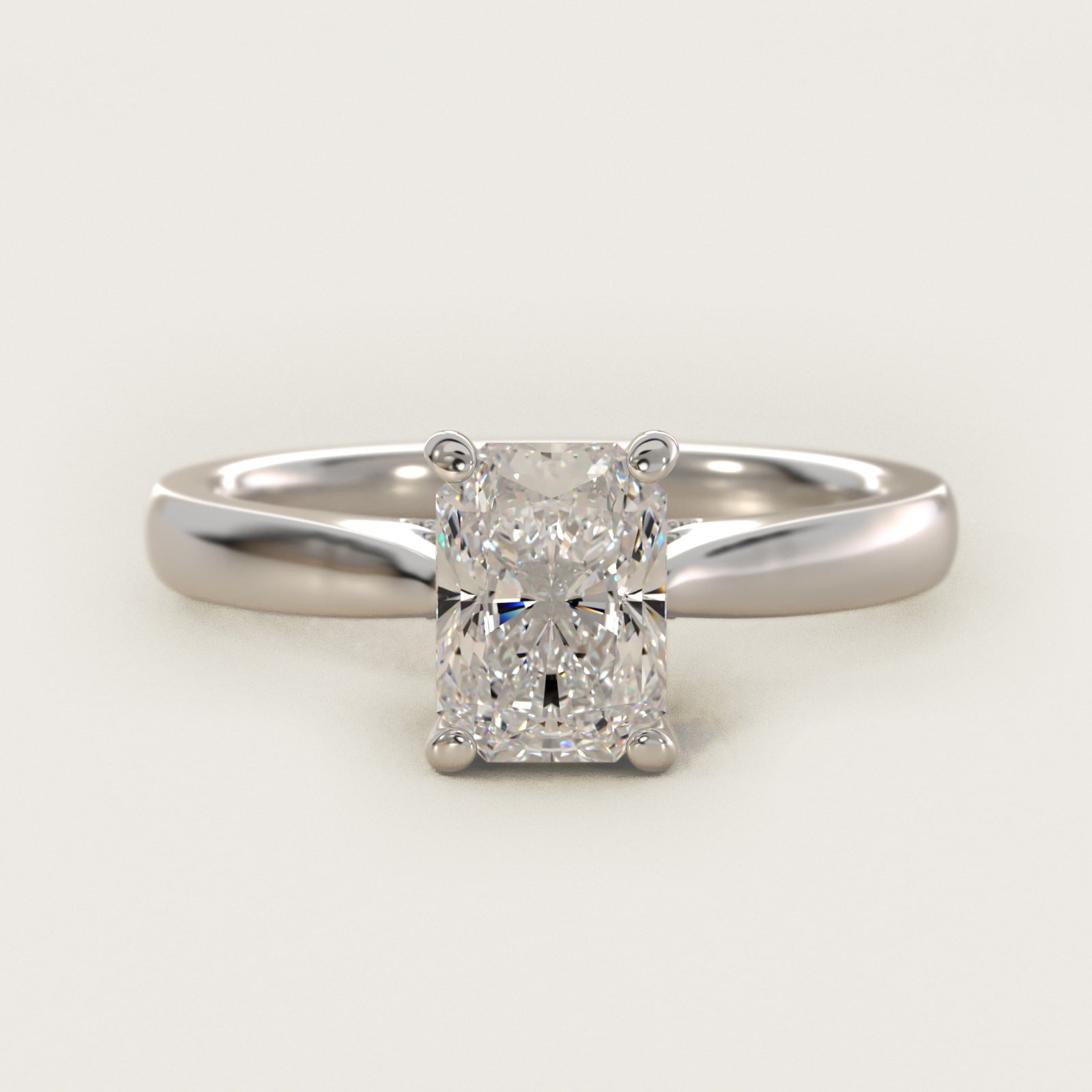 Tapered Solitaire Engagement Ring With PavŽ Accent In 14K White Gold By James Allen - Radiant Center