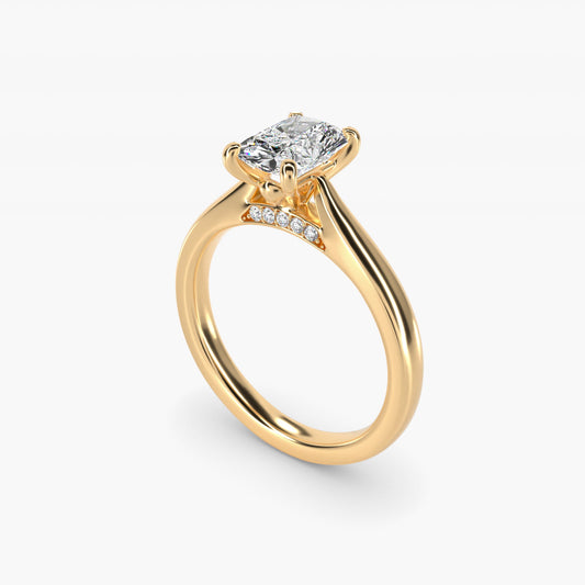 Tapered Solitaire Engagement Ring With Pav? Accent In 18k Yellow Gold By James Allen - Radiant Center