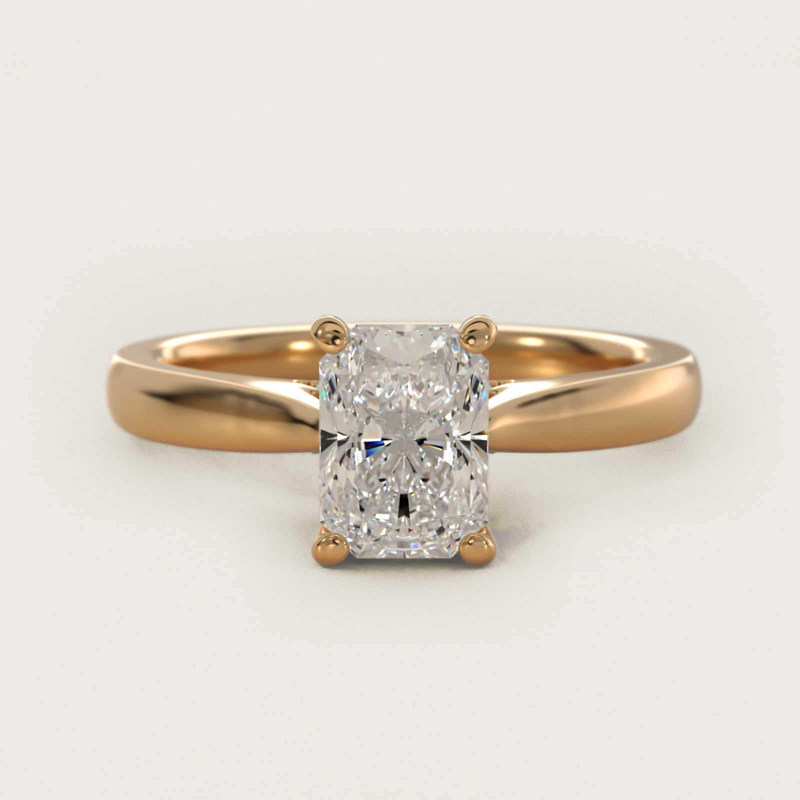 Tapered Solitaire Engagement Ring With PavŽ Accent In 14K Yellow Gold By James Allen - Radiant Center