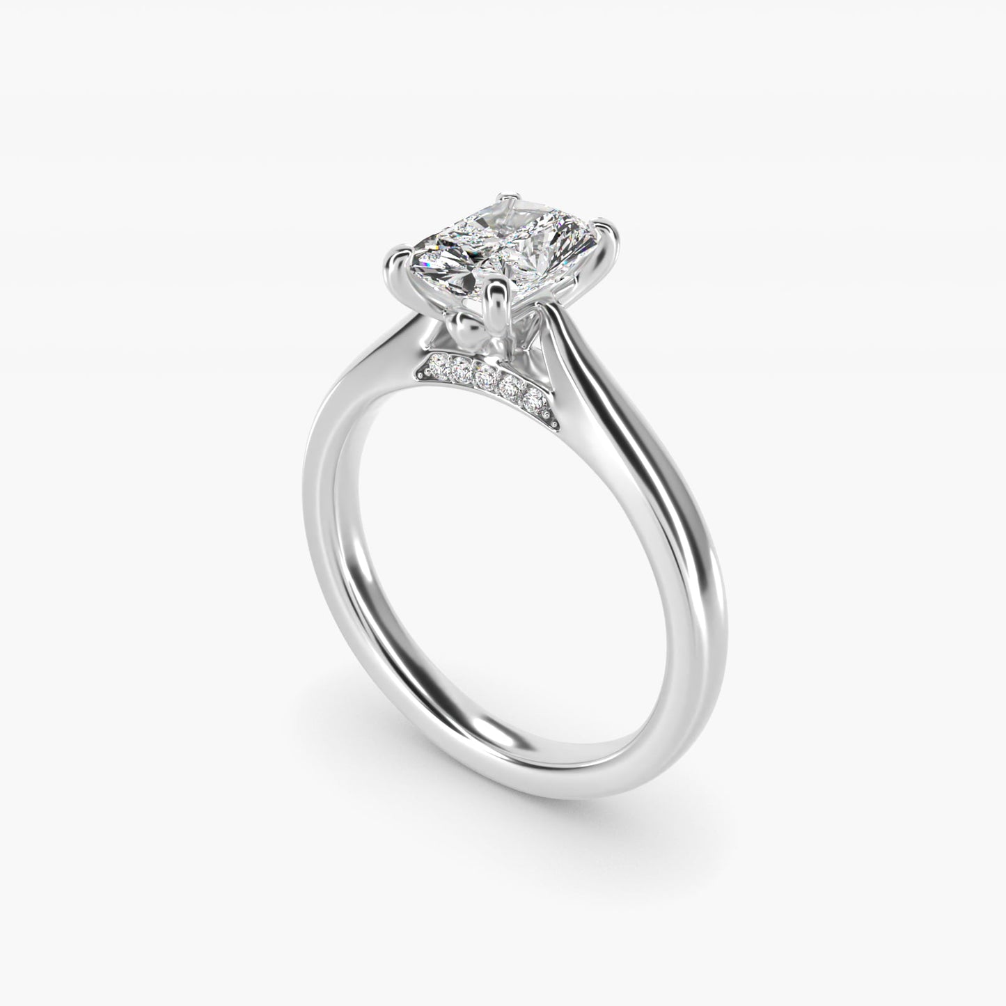 Tapered Solitaire Engagement Ring With Pav? Accent In Platinum By James Allen - Radiant Center
