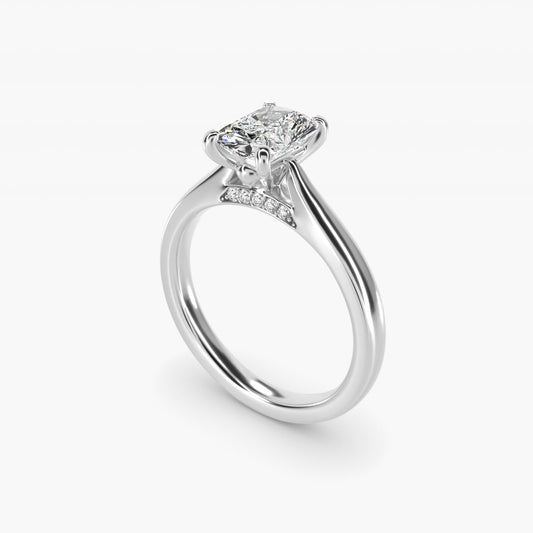 Tapered Solitaire Engagement Ring With Pav? Accent In Platinum By James Allen - Radiant Center