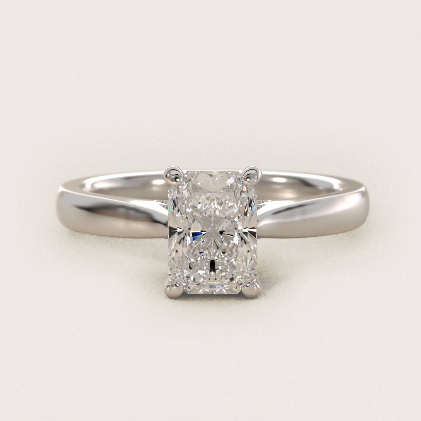 Tapered Solitaire Engagement Ring With Pav? Accent In Platinum By James Allen - Radiant Center
