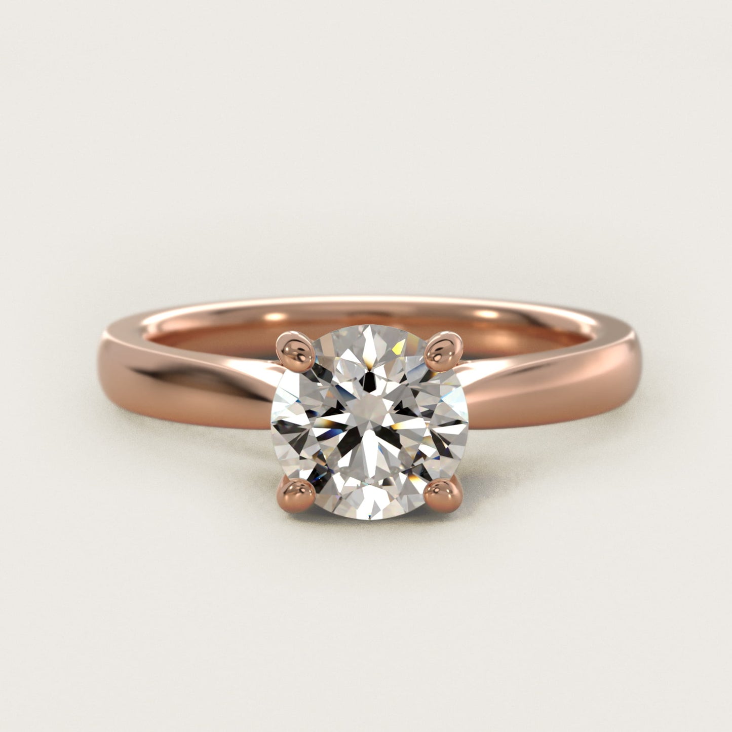 Tapered Solitaire Engagement Ring With PavŽ Accent In 14K Rose Gold By James Allen - Round Center