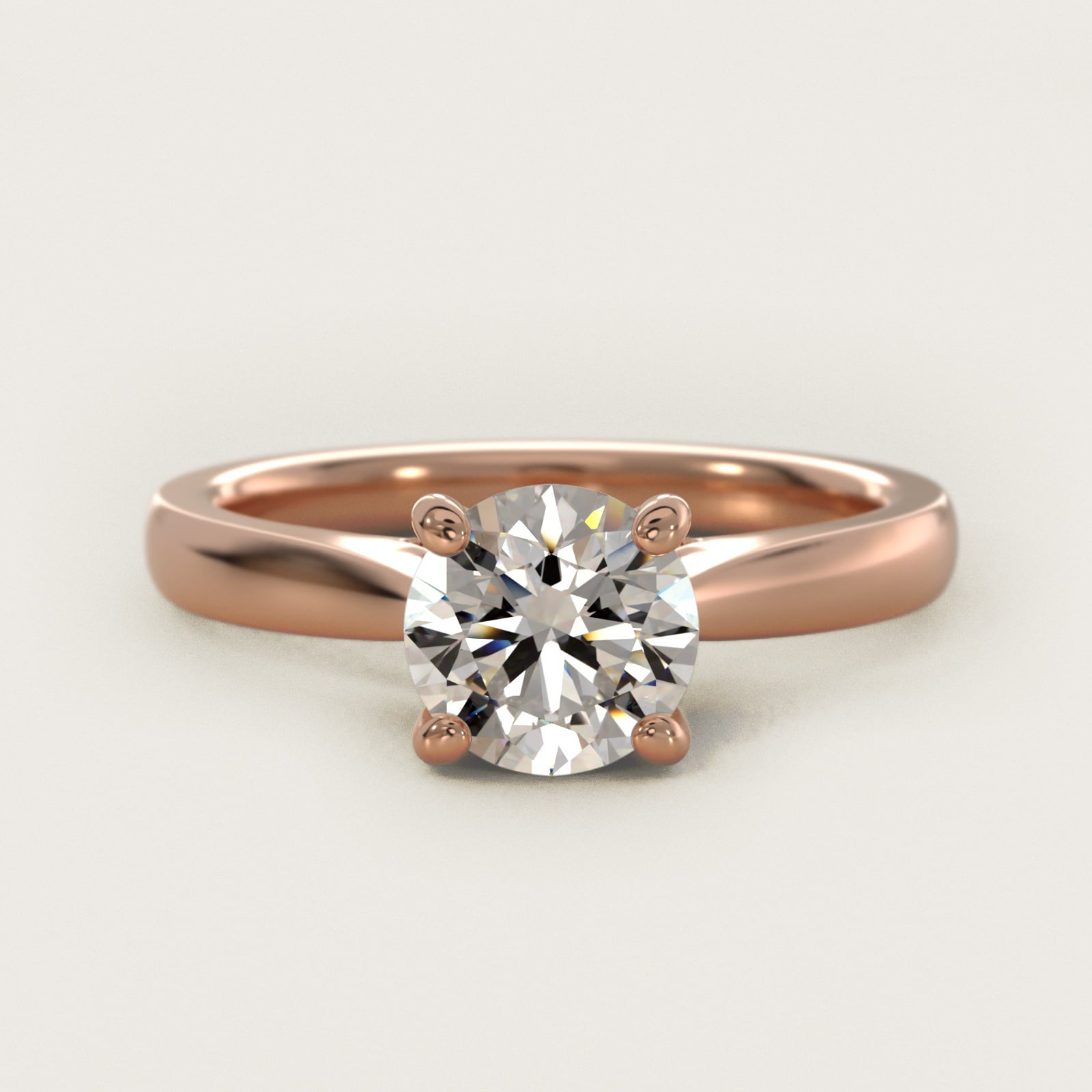 Tapered Solitaire Engagement Ring With PavŽ Accent In 14K Rose Gold By James Allen - Round Center