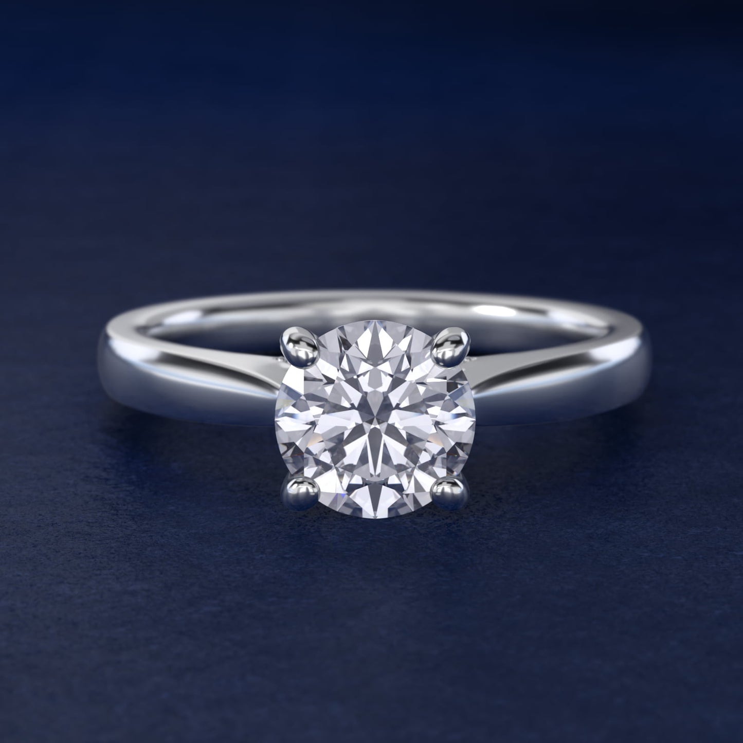 Tapered Solitaire Engagement Ring With Pav? Accent In 18k White Gold By James Allen - Round Center