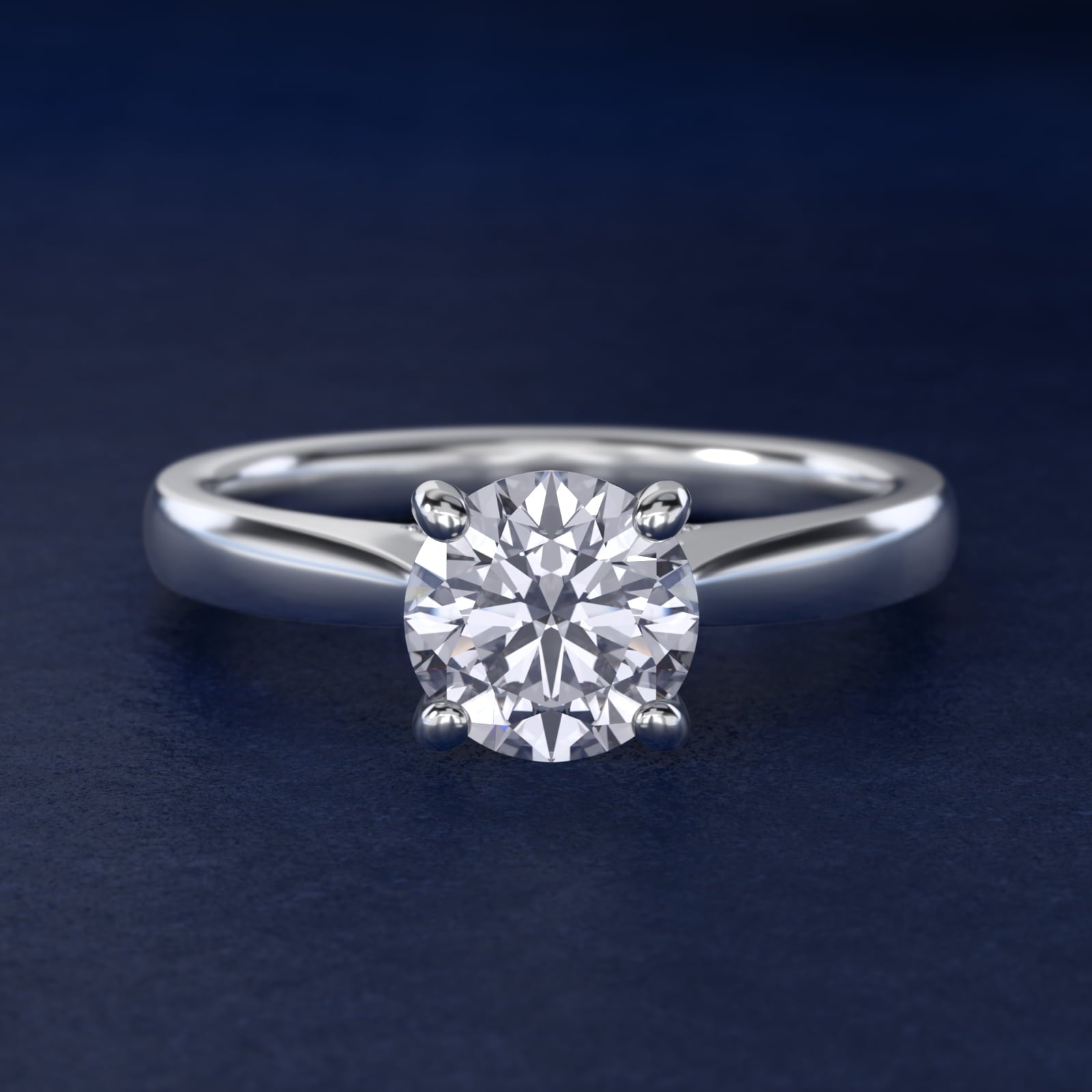 Tapered Solitaire Engagement Ring With Pav? Accent In 18k White Gold By James Allen - Round Center