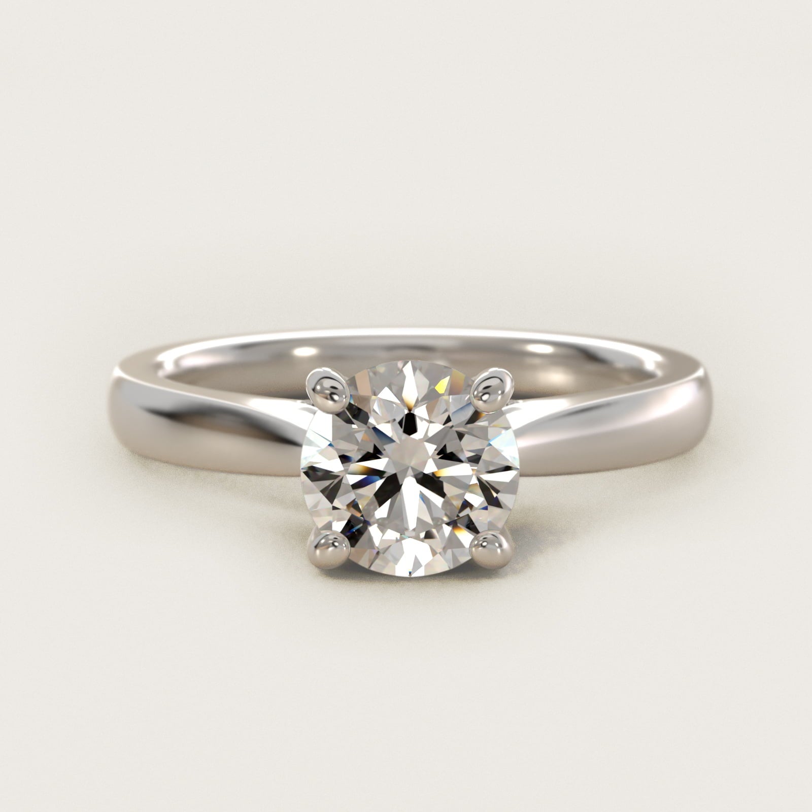 Tapered Solitaire Engagement Ring With Pav? Accent In 18k White Gold By James Allen - Round Center