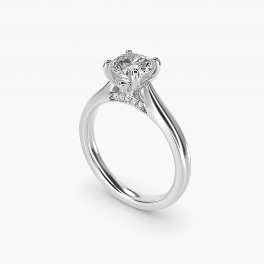 Tapered Solitaire Engagement Ring With Pav? Accent In Platinum By James Allen - Round Center