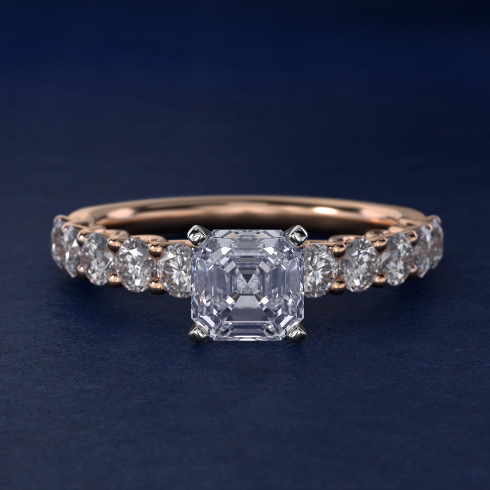 Tessere Diamond Engagement Ring in 18k Rose Gold (5/8 ct. tw.) - Asscher Center