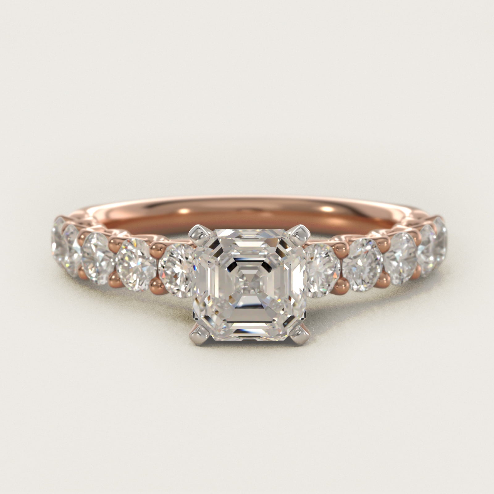 Tessere Diamond Engagement Ring in 18k Rose Gold (5/8 ct. tw.) - Asscher Center