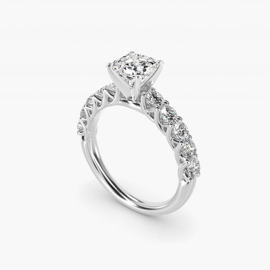 Tessere Diamond Engagement Ring in 14k White Gold (5/8 ct. tw.) - Asscher Center