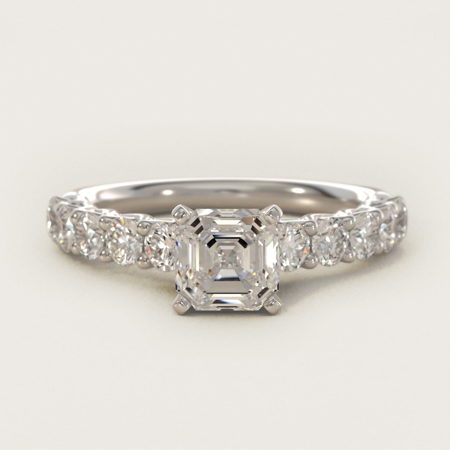 Tessere Diamond Engagement Ring in 18k White Gold (5/8 ct. tw.) - Asscher Center