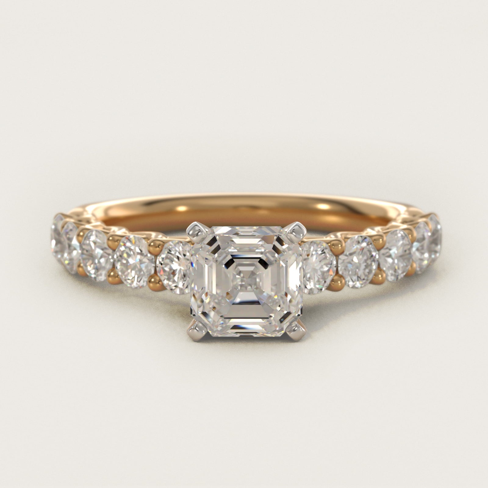 Tessere Diamond Engagement Ring in 18k Yellow Gold (5/8 ct. tw.) - Asscher Center