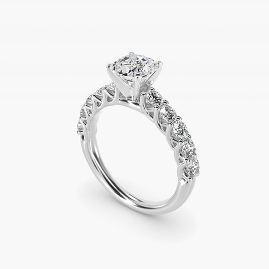 Tessere Diamond Engagement Ring in 14k White Gold (5/8 ct. tw.) - Cushion Center