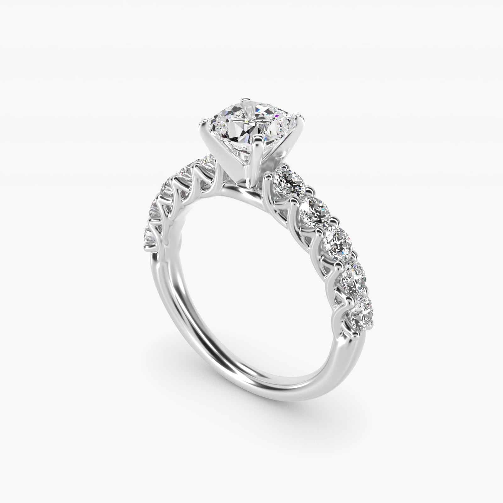 Tessere Diamond Engagement Ring in 18k White Gold (5/8 ct. tw.) - Cushion Center