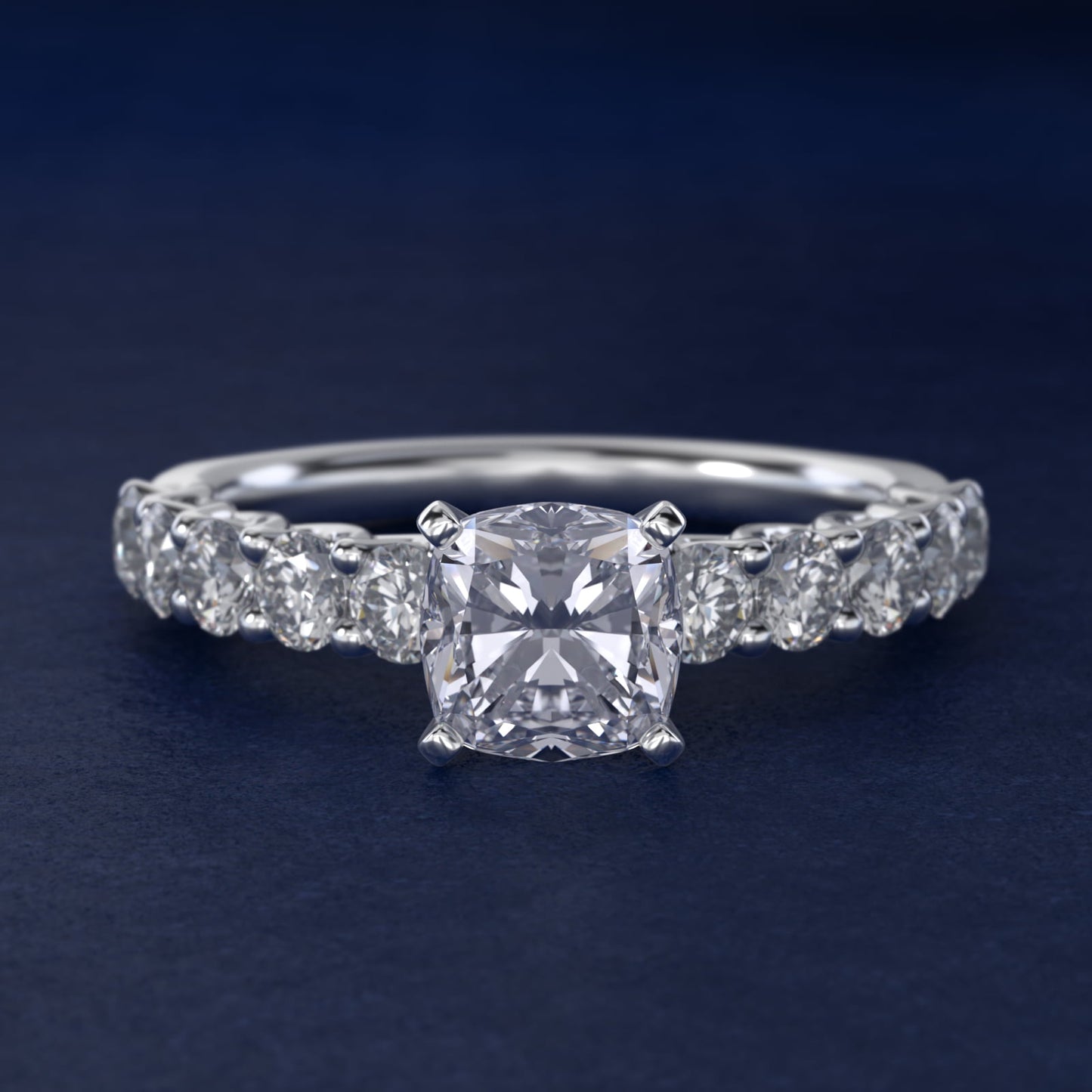 Tessere Diamond Engagement Ring in 14k White Gold (5/8 ct. tw.) - Cushion Center
