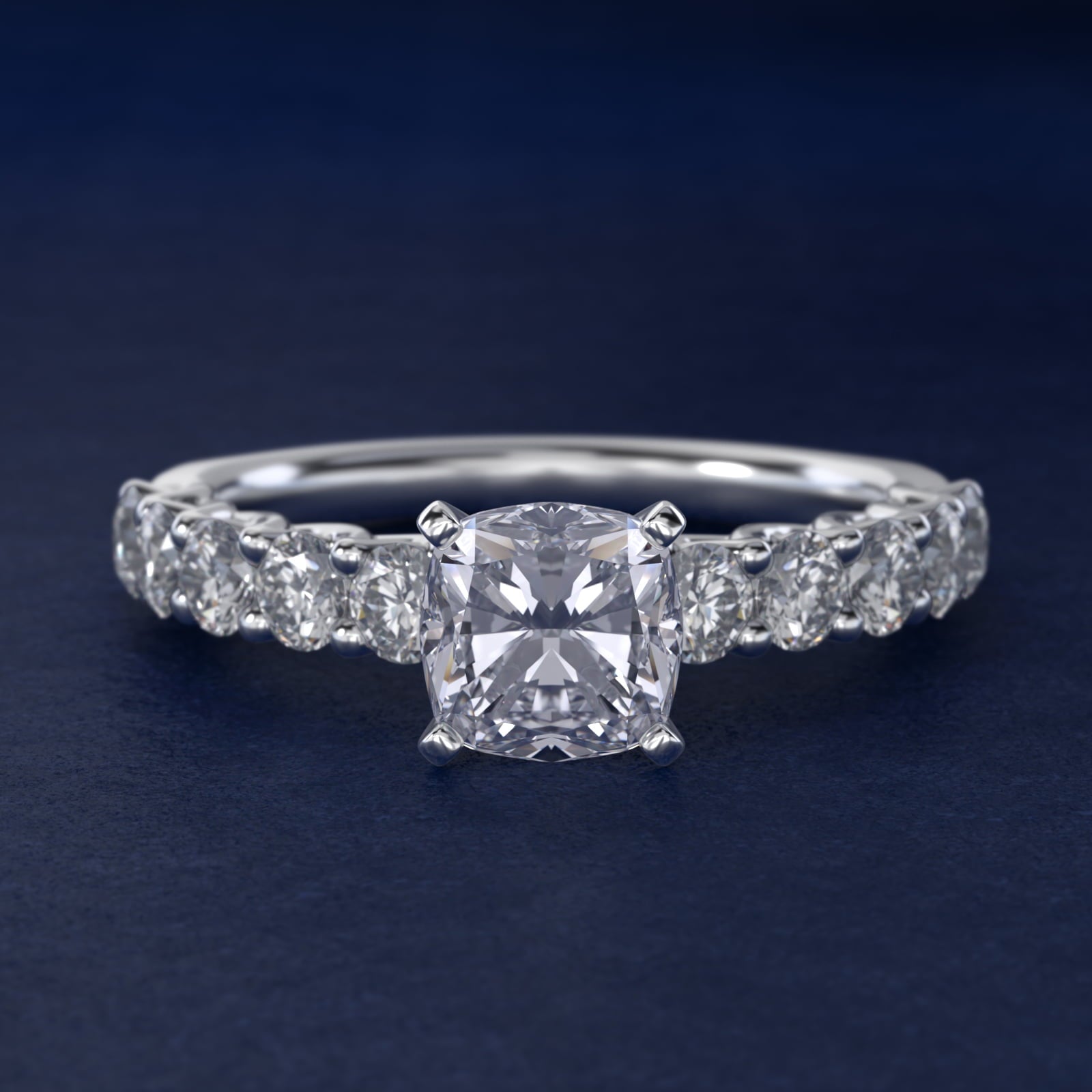 Tessere Diamond Engagement Ring in 14k White Gold (5/8 ct. tw.) - Cushion Center