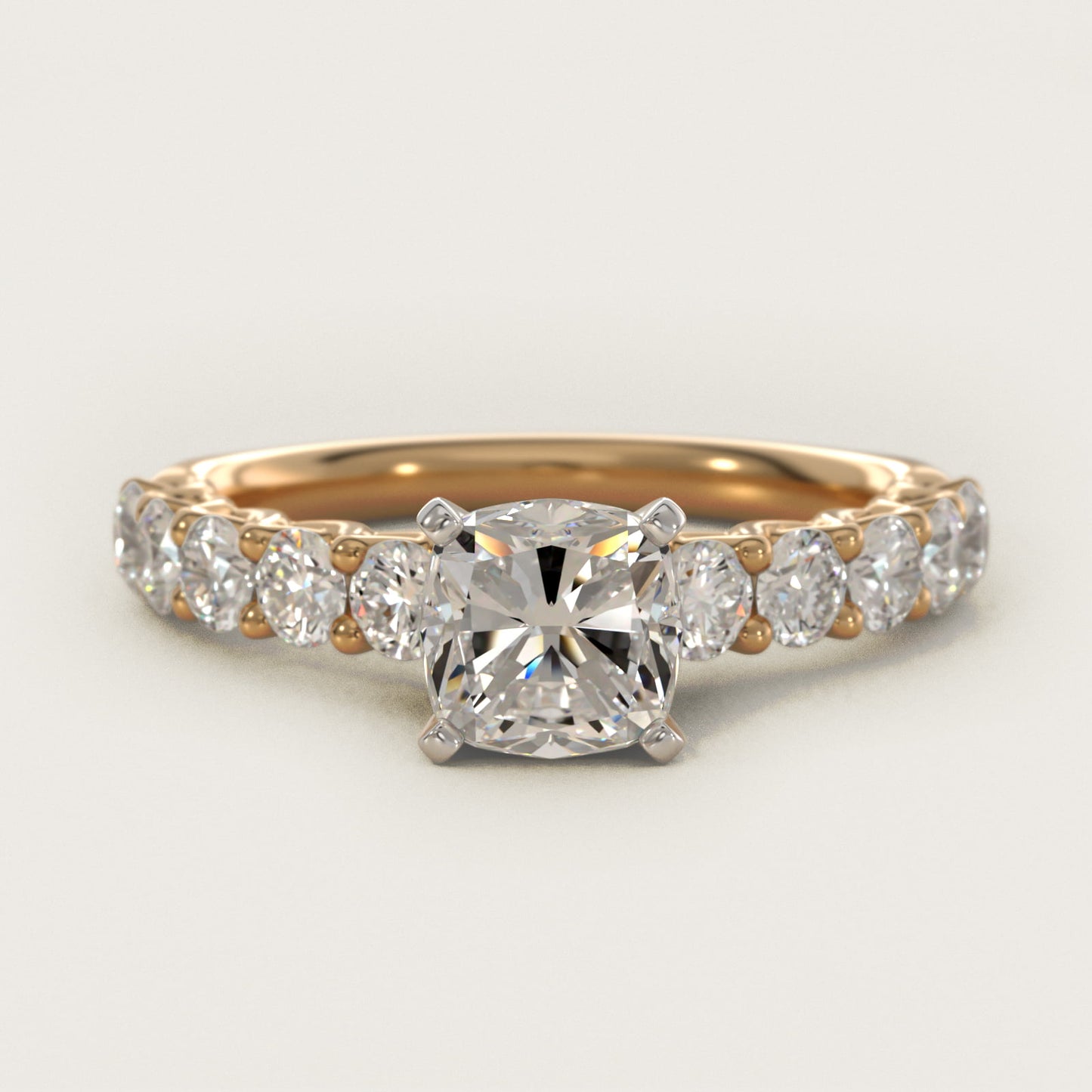 Tessere Diamond Engagement Ring in 14K Yellow Gold (5/8 ct. tw.) - Cushion Center