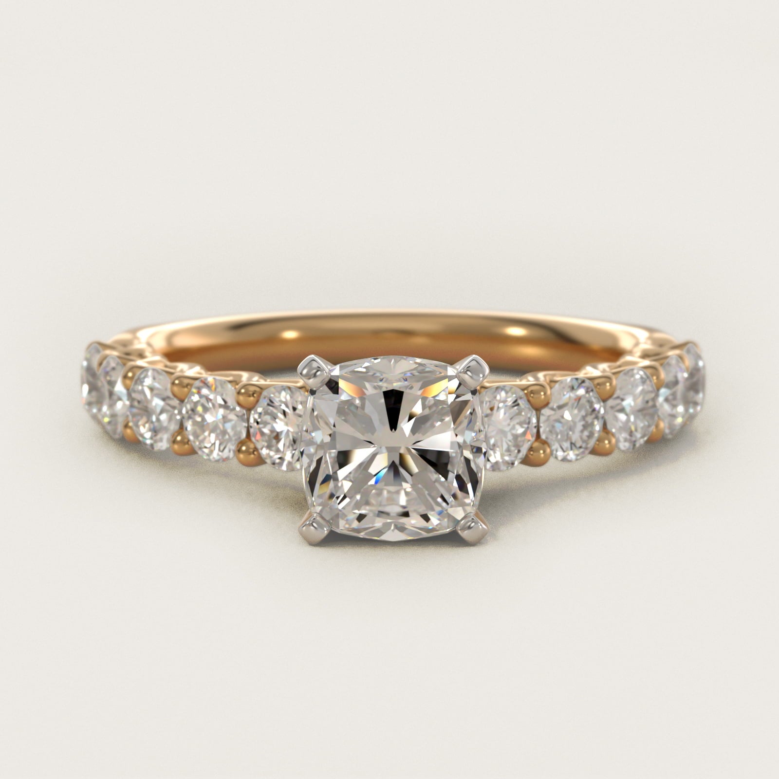 Tessere Diamond Engagement Ring in 14K Yellow Gold (5/8 ct. tw.) - Cushion Center