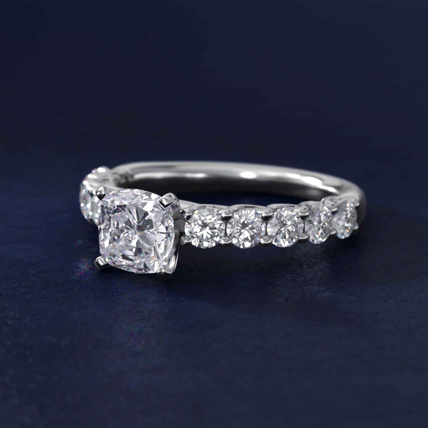 Tessere Diamond Engagement Ring in Platinum (5/8 ct. tw.) - Cushion Center