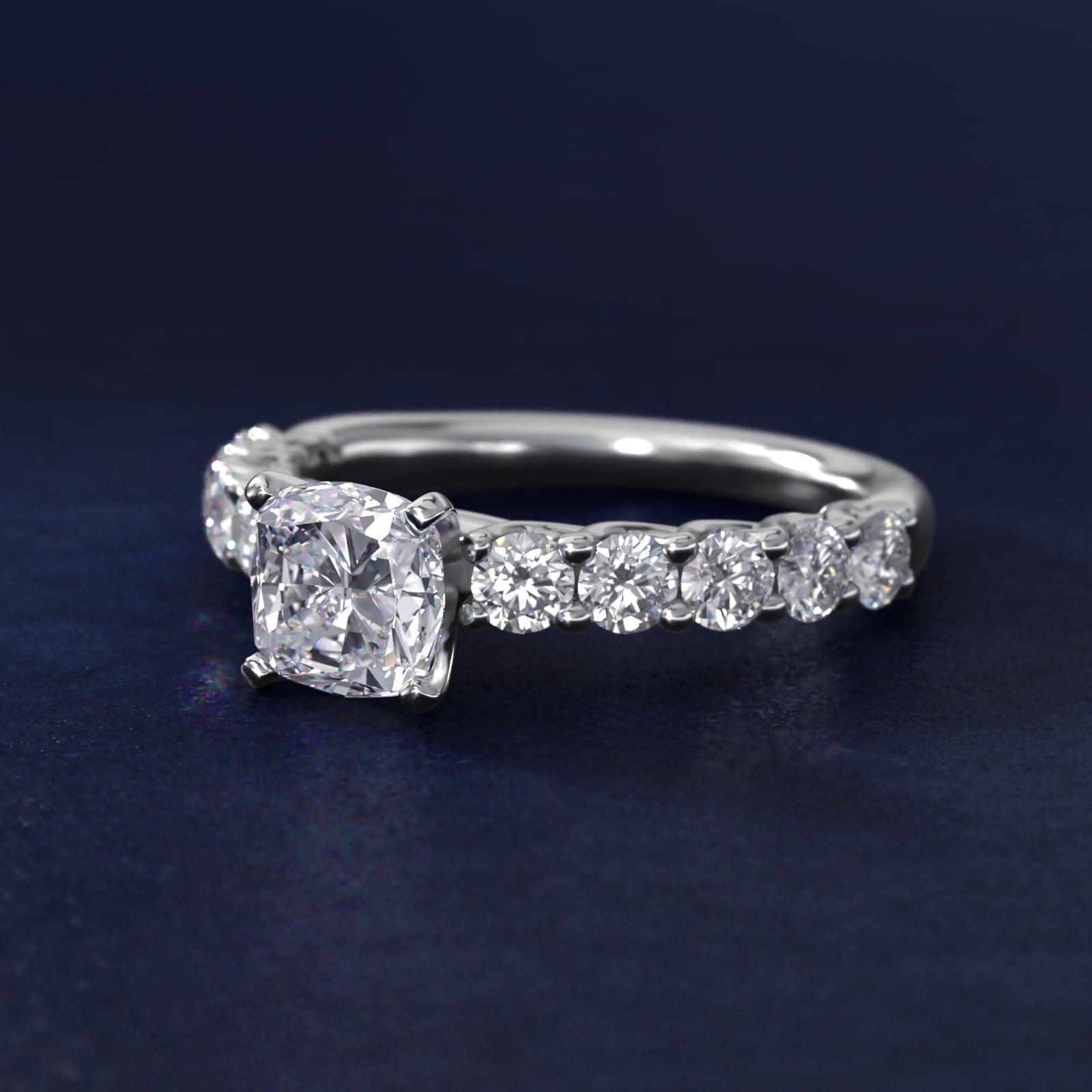 Tessere Diamond Engagement Ring in Platinum (5/8 ct. tw.) - Cushion Center